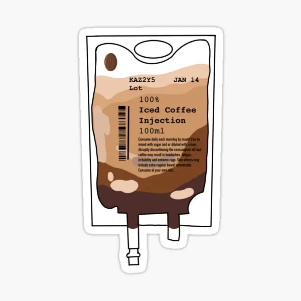 Iced Coffee Iv Sticker For Nurses  5PCS Stickers for Window Home Stickers Living Room Decorations Cute Room Decor  Cartoon