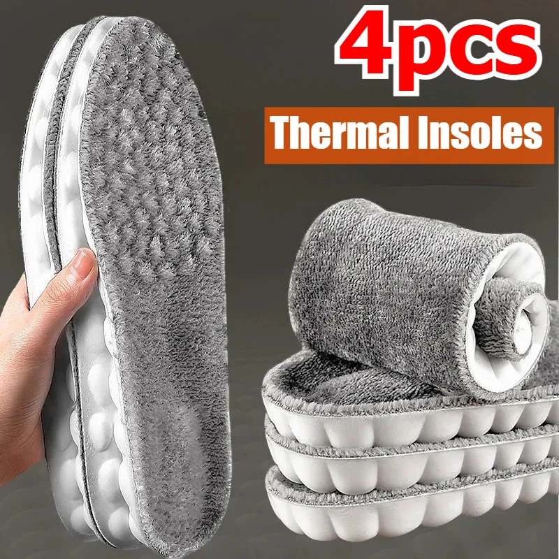 

Thermal Cashmere Insoles Winter Warm Plush Arch Support Soft Anti-odor Comfortable Breathable Cushioning Footbed for Men Women