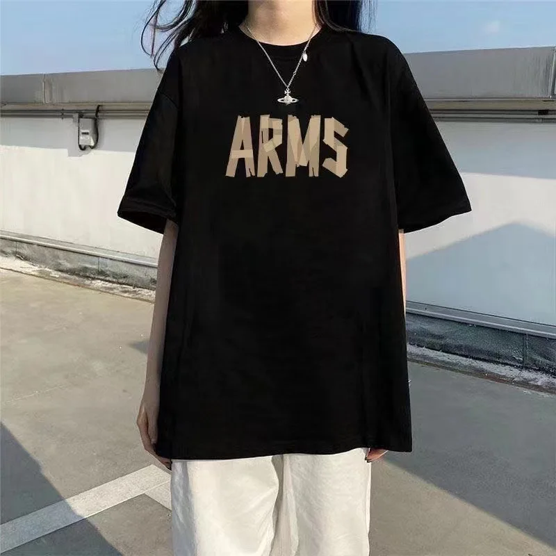 2024 Short Sleeve T-Shirt Women's Summer Loose and Thin Versatile Hong Kong Style T-Shirt