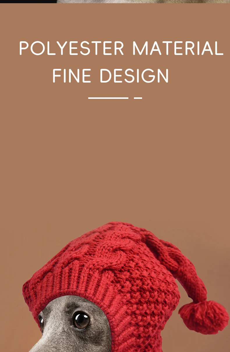 Weiche, dehnbare, gestrickte Hundemütze mit Bommel, winddichte, warme Winter-Hundekopfbedeckung, gemütliche Haustiermütze für Spaziergänge im Freien. – Detail 6