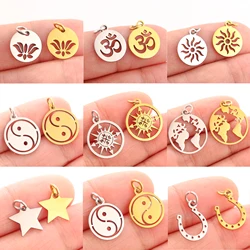 5Pcs/Lot Compass/Map/North Star Charms Stainless Steel Tai Chi Yin Yang Dangle Jewelry Making Finding Pendant Handmade DIY Craft