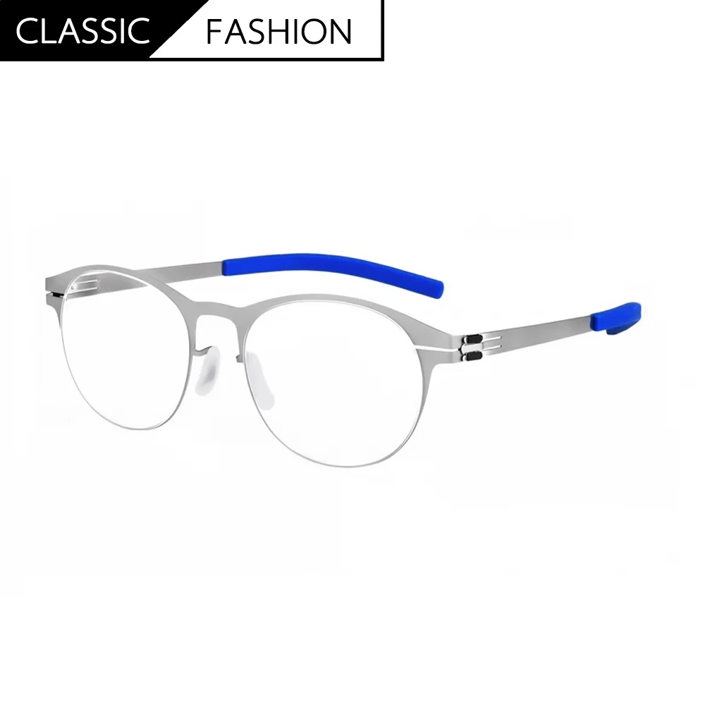 

Germany Brand Men's Glasses Frame Handmade No Screw Business Screwless Eyeglasses Women Round Spectacle Eyewear Ultralight Gafas
