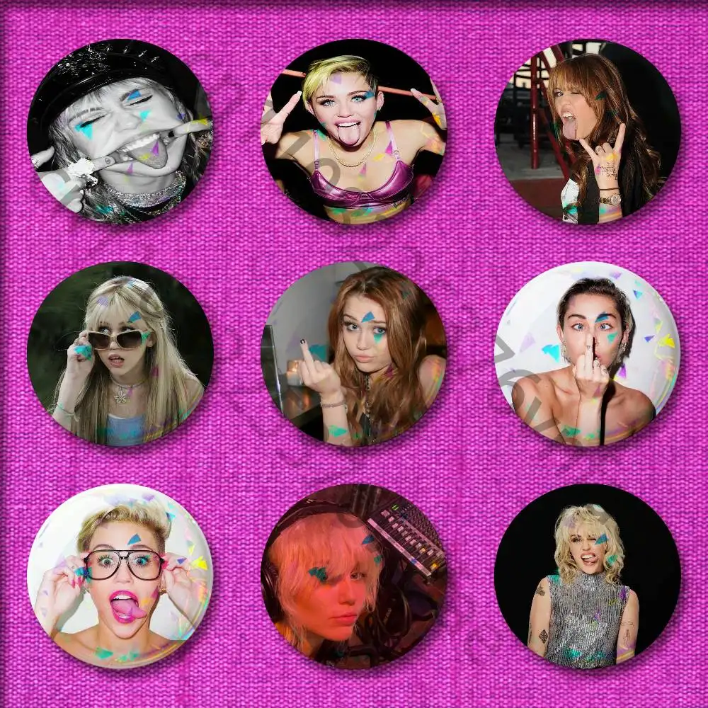 Singer M-Miley Cyrus Badge For 44mm 25mm 75mm 32mm 58mm Round Pin Brooch Insignia Cover Accessories