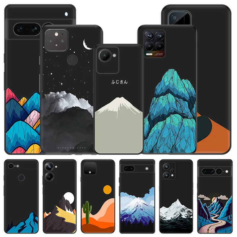 Soft Phone Cases For Pixel 8a 7a 6a 7 6 8 Snow Mountain Volcano dune Honor X8b X9b X7b 70 90 X6 X7 X8 A Magic5 Black Matte Cover