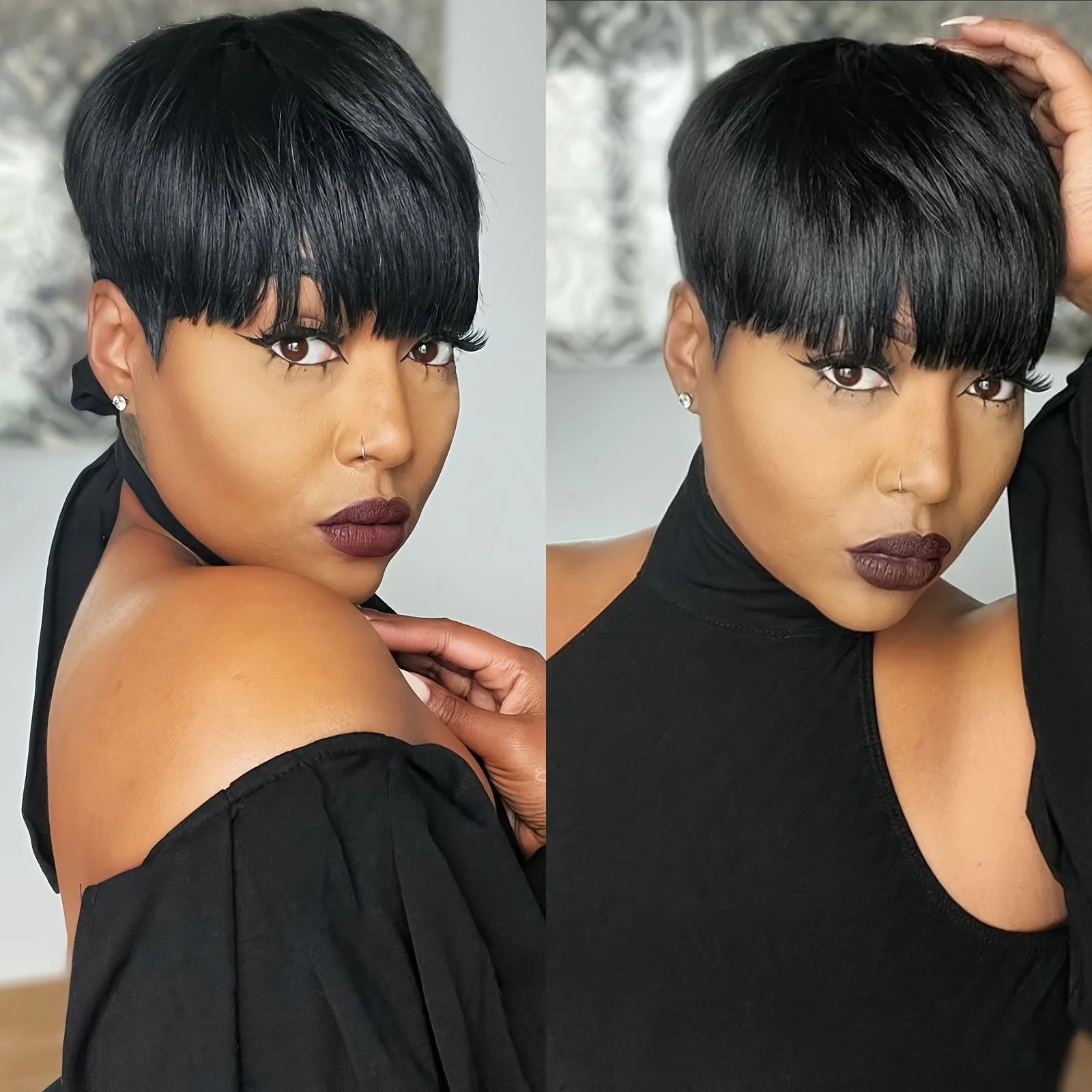 Short Straight Pixie Cut Wig for Women