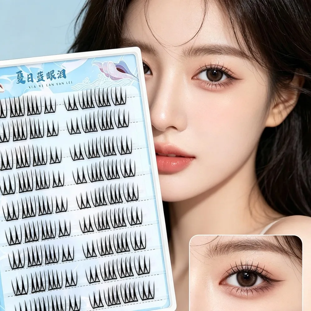 U-förmige künstliche Wimpern im koreanischen Girl-Group-Stil, Nude-Cluster-Wimpern, natürlicher Look, Wispy-Comic-Design für Frauen, DIY-Make-up-Tools
