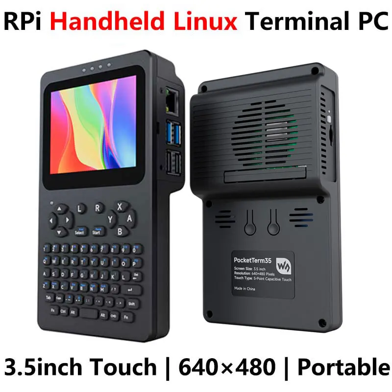 Raspberry Pi Handheld Linux Terminal 3.5inch TouchScreen 640x480 Supports Raspberry Pi 4B/5 Portable Development - view 3