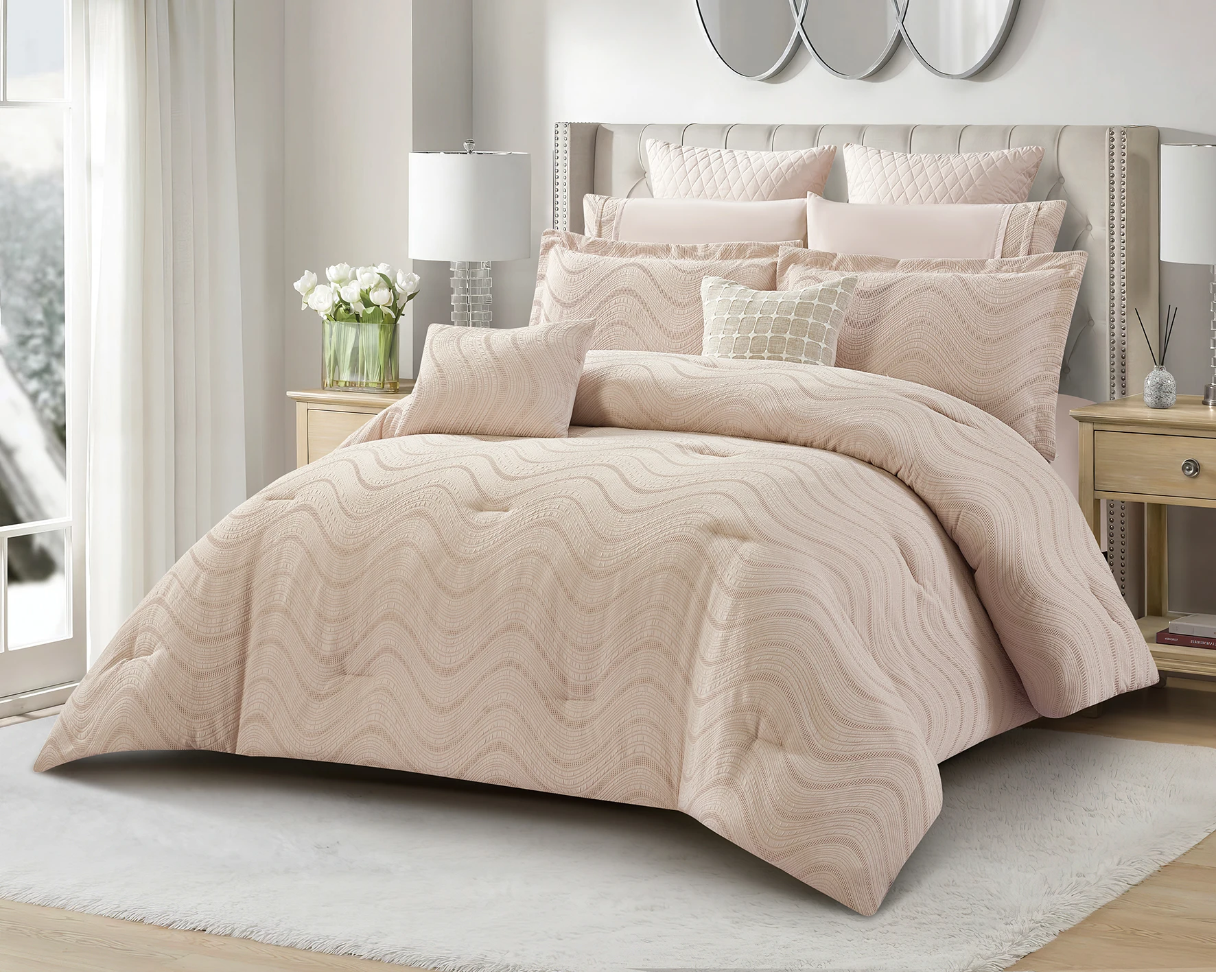 2025 Bedding King Luxury Jacquard 8 Pcs Comforter Set