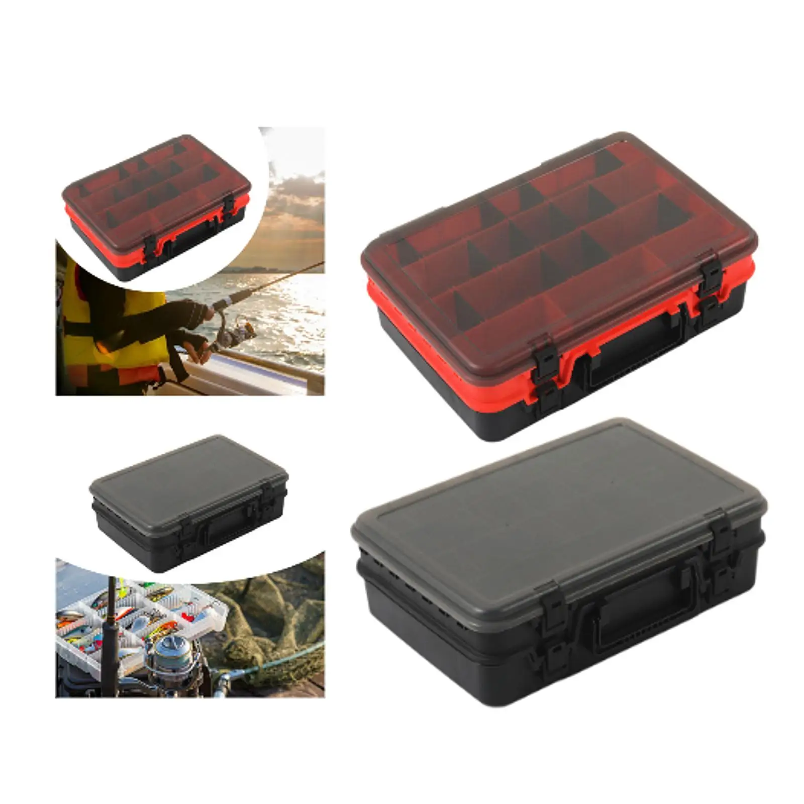 

Fishing Tackle Box Compact Double Layer Squid Jig Hooks Box Fishing Gear