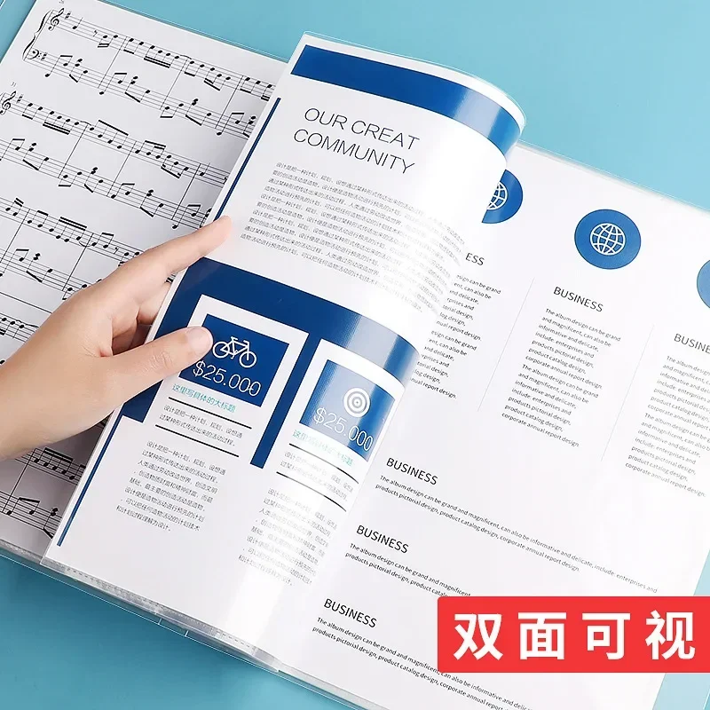 A4 File Folder Display Book 20 Pages Painting Art Collection Transparent Folder Information Children's Reward Poster Storage