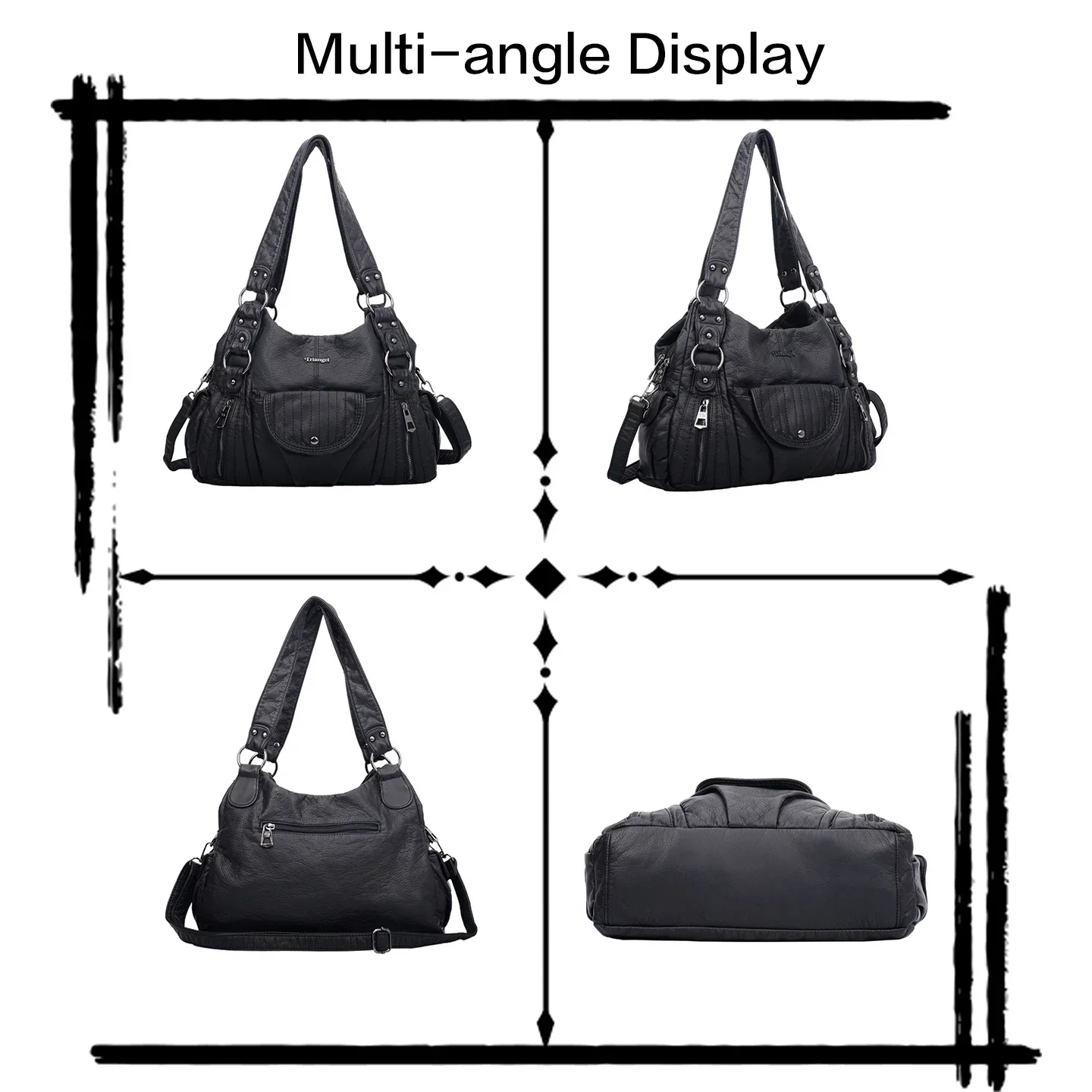 Light Color Y2K Retro Women Tote Bag PU Leather Motorcycle Spicy Girl Style Daily Storage Shoulder Crossbody Handbag Girls Bag