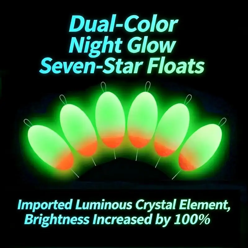6Pcs 2 Colors Glow in Dark Float Fishing Bobber  Night Fishing Luminous Bobbers Day Night Dual Use Fishing Accessories
