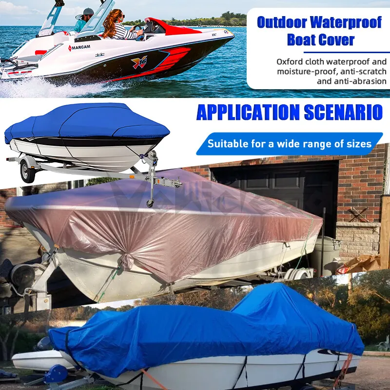 210D Heavy Duty V-Hull Fishing Ski Yacht Boat Cover for 11-13' 14-16' 17-19' 20-22'  Waterproof Marine Canvas Boat Accessories