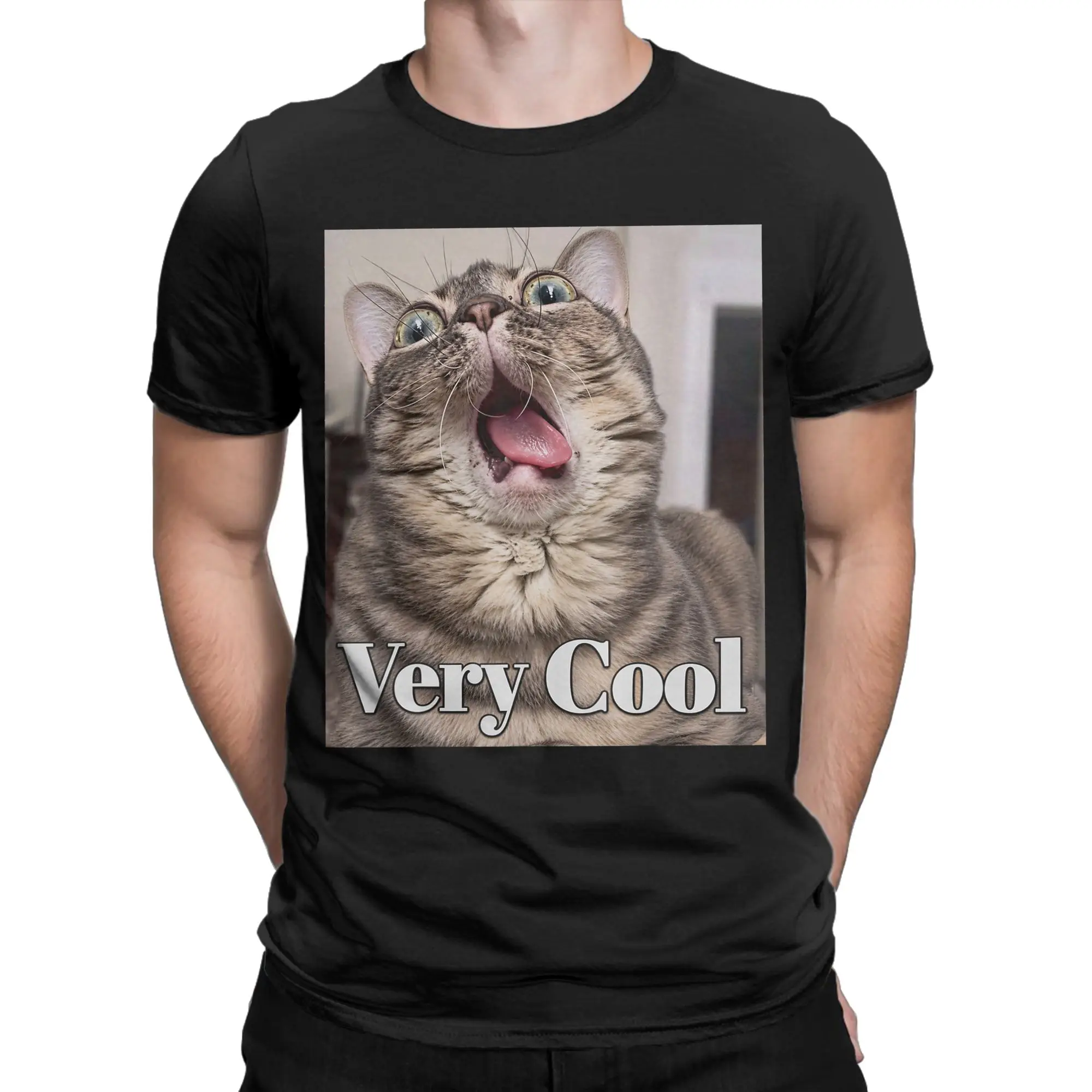 Very Cool Funny Cat Reaction Meme Weird Feline Humor T Shirt Beach  Cotton T-Shirts For Men Harajuku Tshirt Short-Sleeved Tops