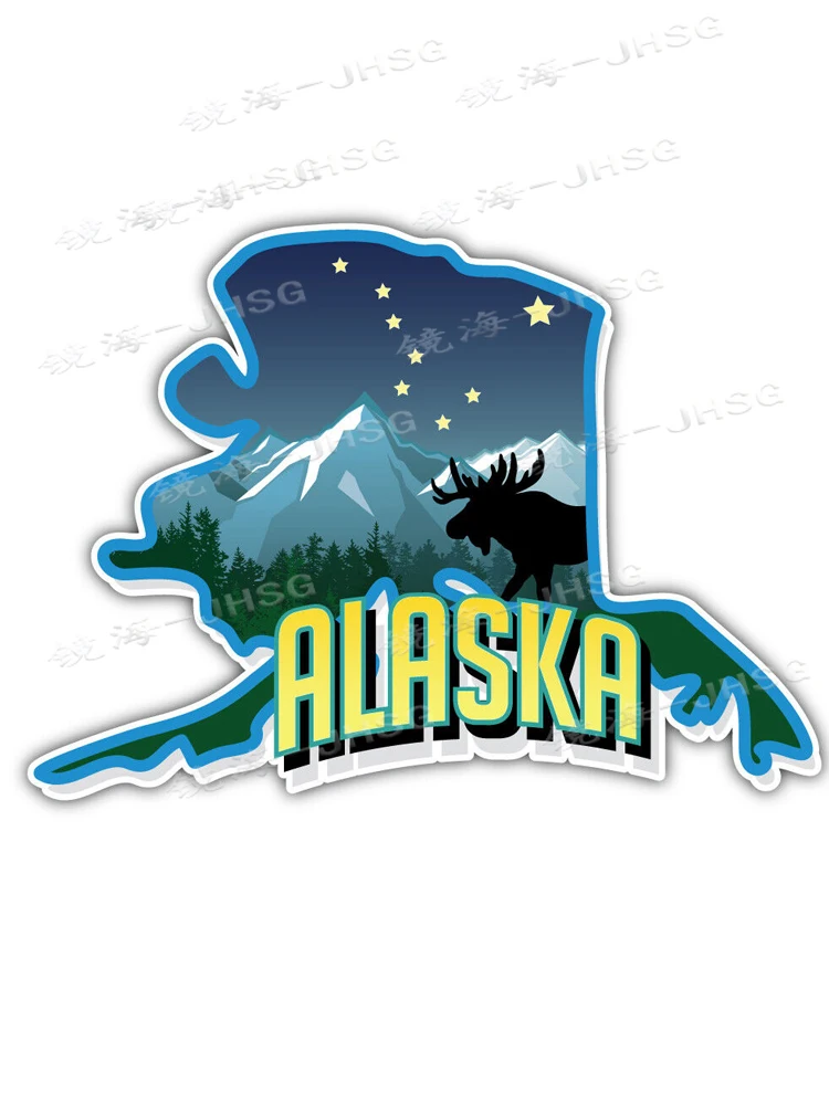 Pegatina de parachoques de coche con emblema Natural del estado de Alaska, calcomanía