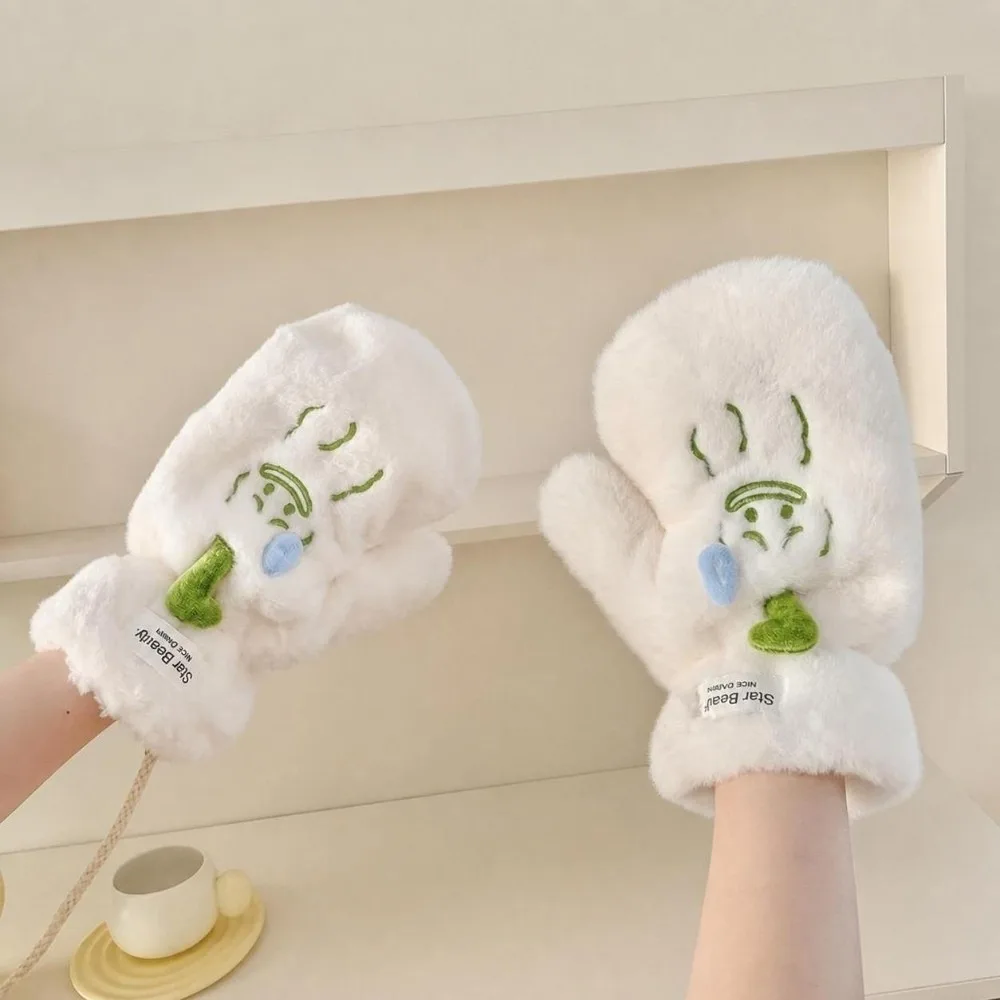 Cute Thicken Bitter Melon Scarf Gloves Cold Protection Winter Warm Neck Warmer Soft Windproof Cross Scarf Outdoor Sports