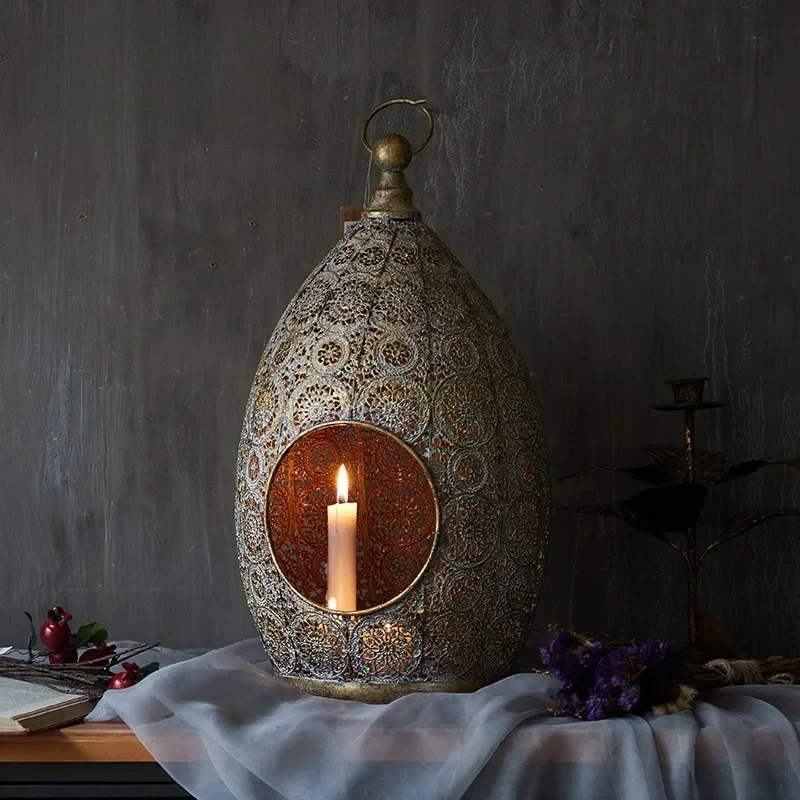 Vintage Rustic Hollow Metal Candle Holder Home Decor Wedding Dinner Party Props