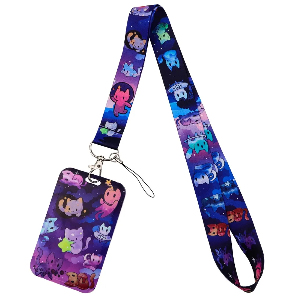 

Black Cat Credential Holder Lanyards DIY Hang Rope Lightweight Keys Neck Strap Multi-Purpose Adjustable Length Gym Phone Straps