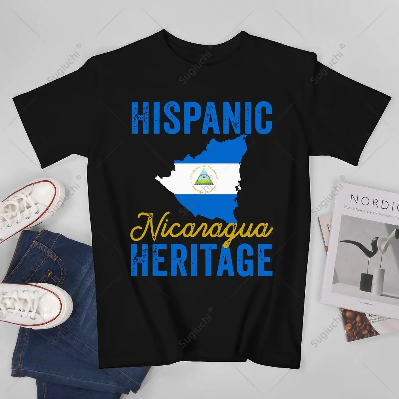 Unisex Men Nicaragua Flag Hispanic Heritage Month Great Nicaragua Pride Tshirt Tees T Shirts Women Boys 100% Cotton T-Shirt