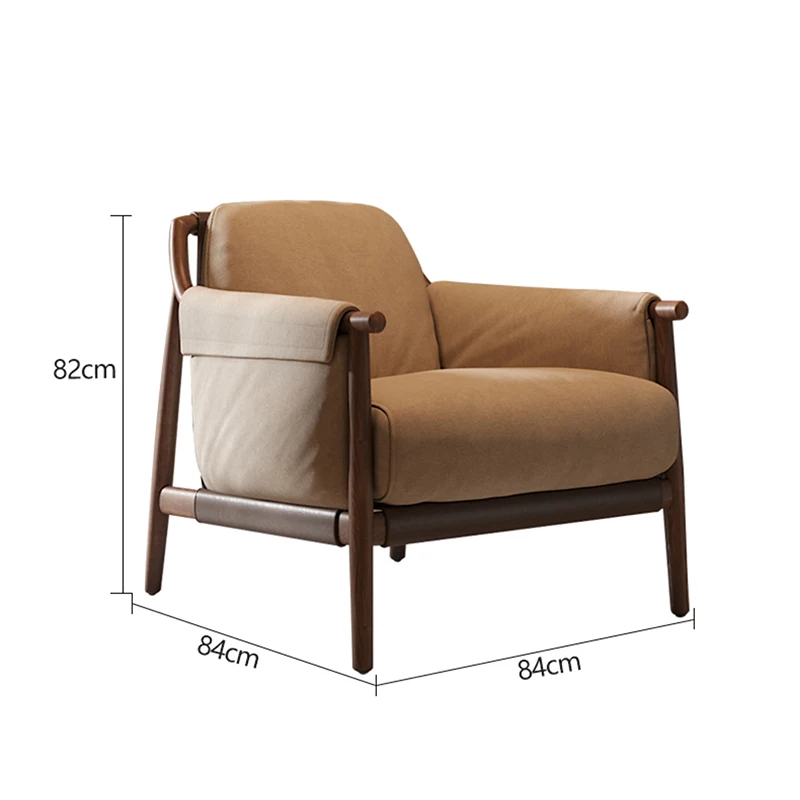 Luxury Modern Wood Chair Fabric Foam Nordic Relax Design Comfy Bedroom Chair Armchair Hotel Single Fauteuils De Salon Furniture - Image 5