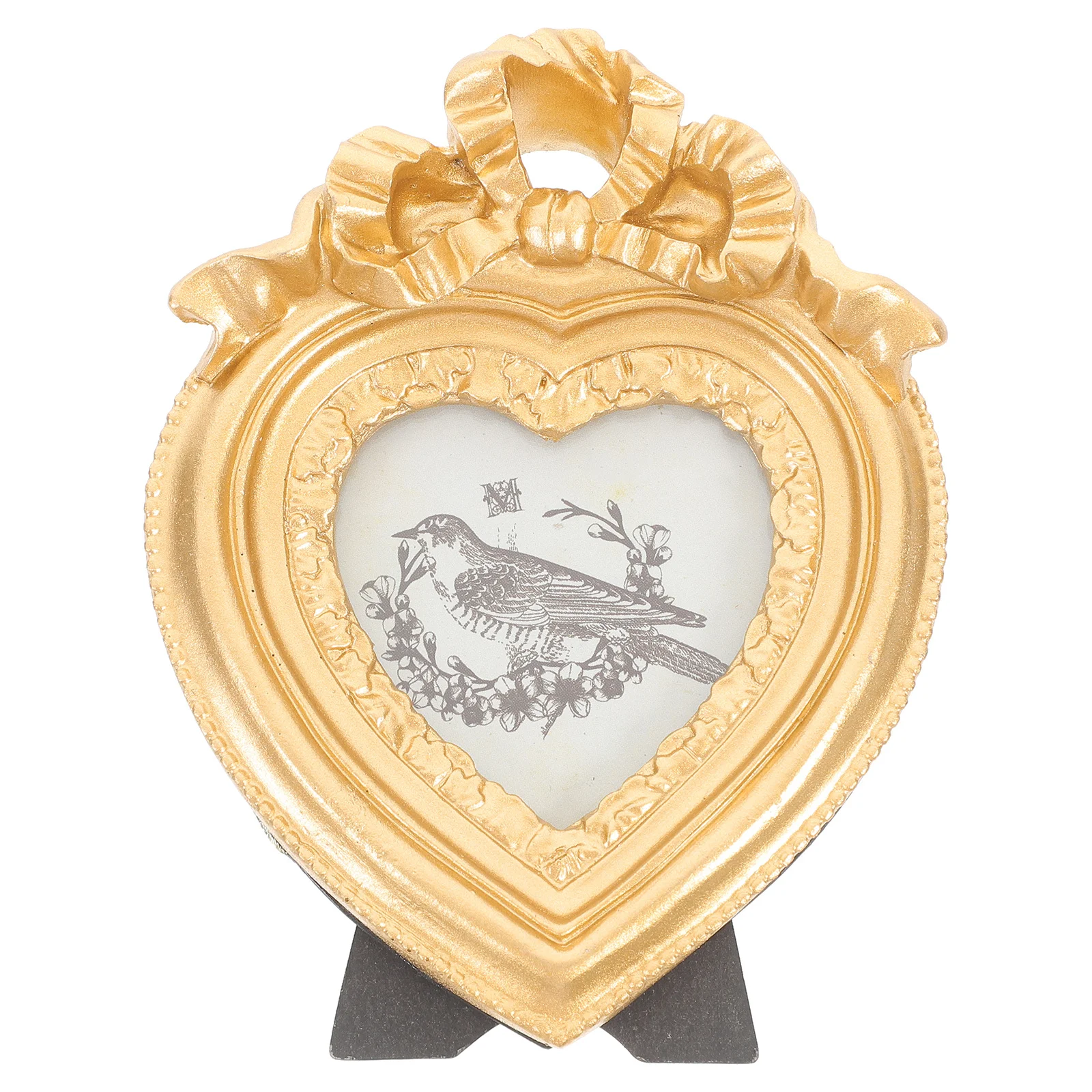 

1pc Heart Shaped Photo Resin Vintage Desktop Picture Frame Small Decorative Holder For Bedroom Living Room Retro Style Frame