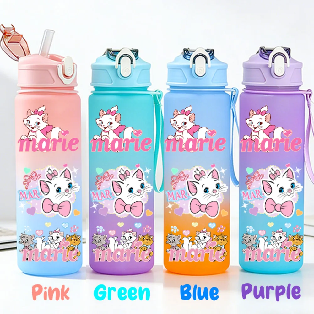 Drinking Water Tool Student Plastic Sports Water Bottle Gradient Straw Bottle For The AristoCats 750ml  Large Capacity Camping view 6