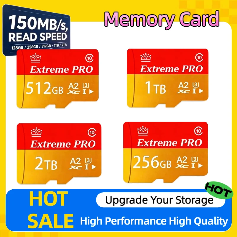 High-Speed 128GB/256GB/512GB UHS-I U3 A2 Micro SD Memory Card with Adapter, UHD Compatible for Android Phone, Tablet & Gaming.