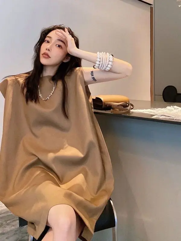 

plus Size Women's Sleeveless Dress 2300 Pounds Unique Design Elegant Short Skirt Korean Style Commute Loose Fit High Waist