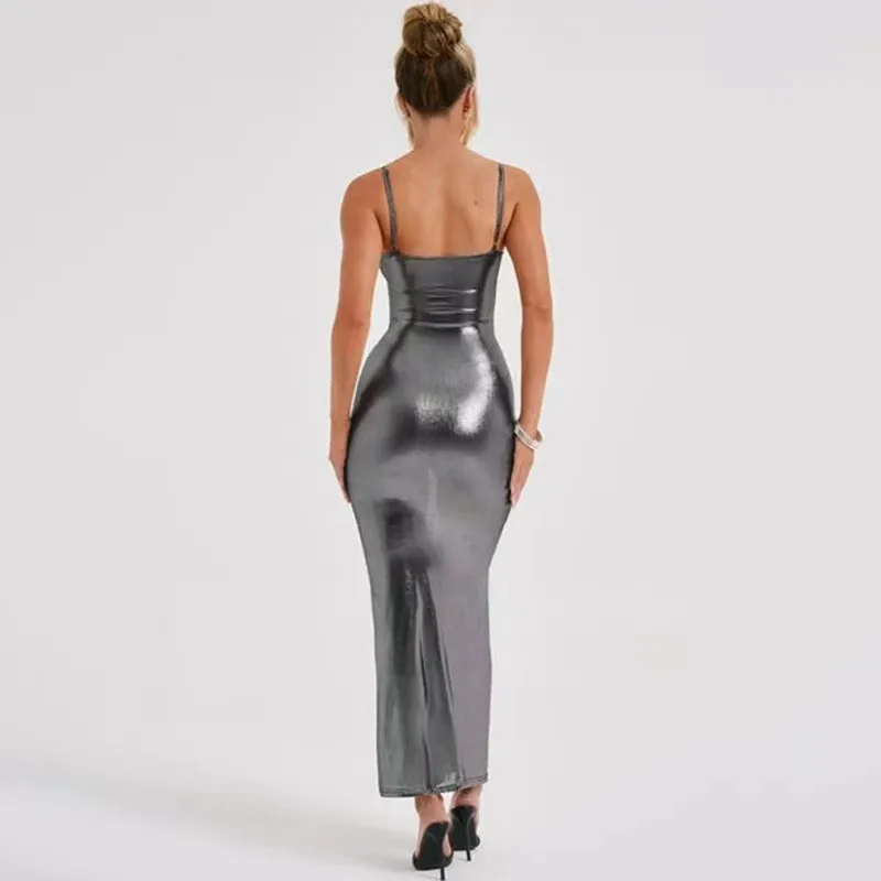 Metallic Off-Shoulder Party Dress - usage example