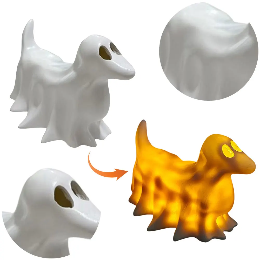 

Halloween Ghost Decor with LED Night Lights Resin Crafts Cute Dog Model Resin Puppy Ornament for Home Party Display