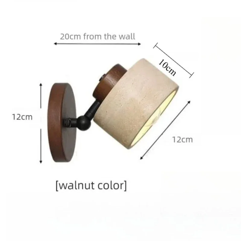 Gele grotsteen Japanse stijl Wabi-sabi slaapkamer nachtkastje wandlamp retro homestay studie draaibare wandlamp met schakelaar voor