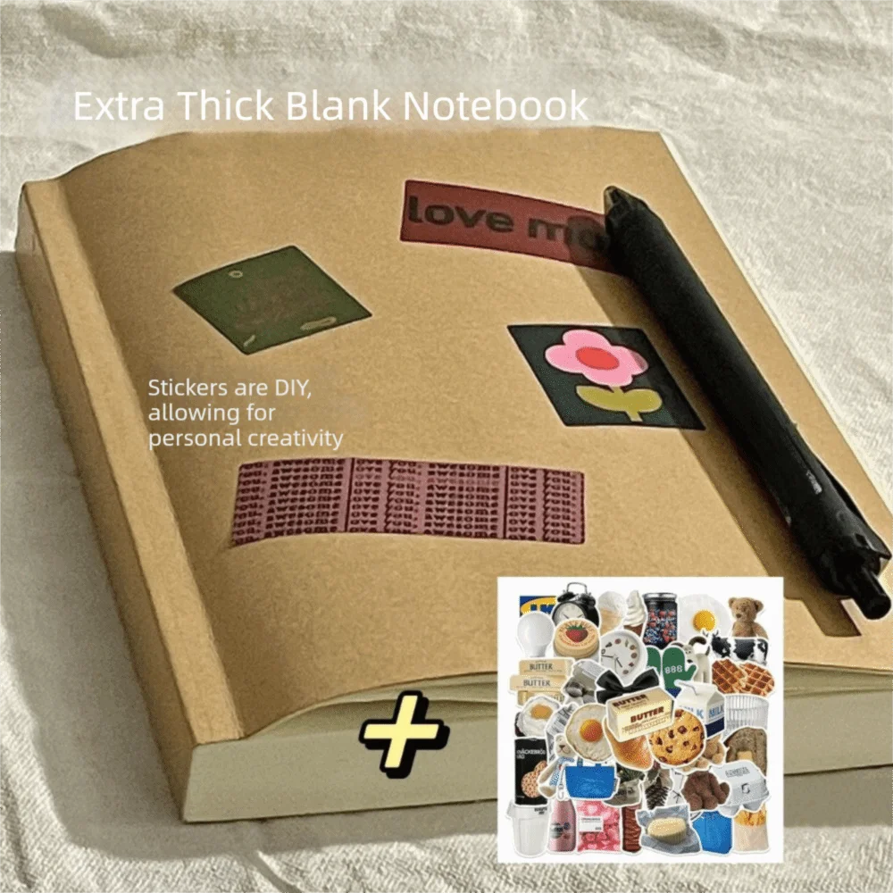 Extra-Thick Blank Notebook High Appearance Level Blank Pages Extra-Thick Notebook Indie Style Practical Design Student Notebook