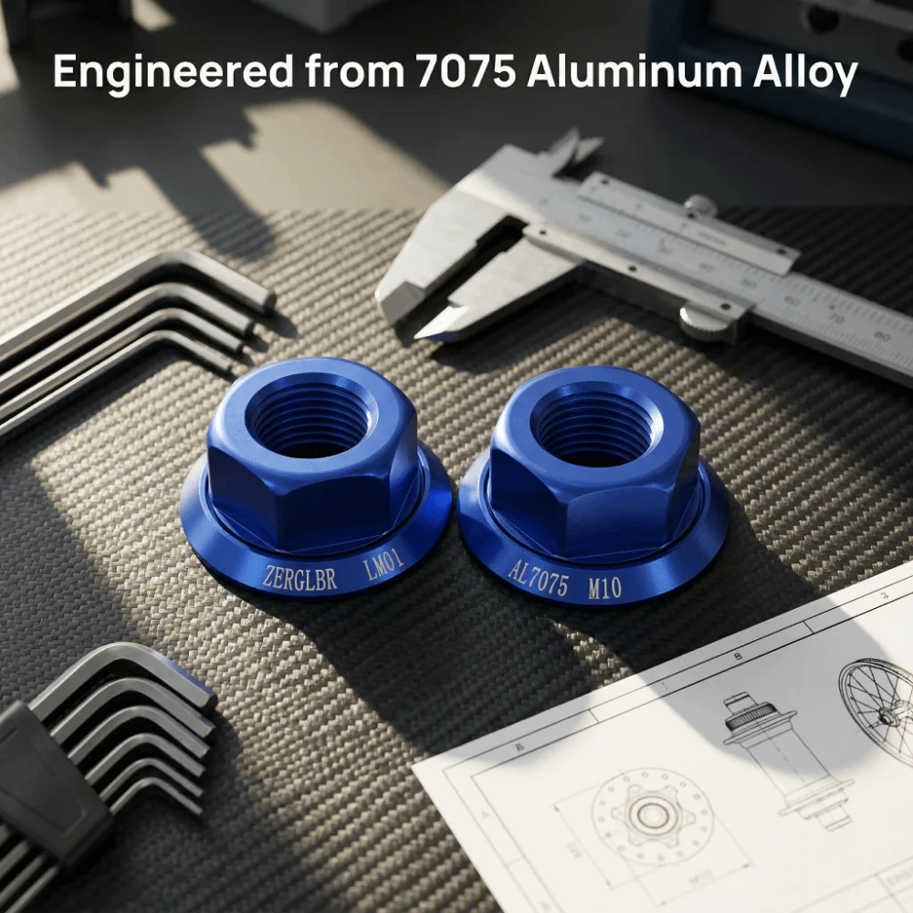 

2PCS M10*P1.0 Bicycle Wheel Hub Axle Nuts 7075 Aluminum Alloy 2 Colors Bicycle Axle Nut Lightweight Bolt Screw Nut Road Bike