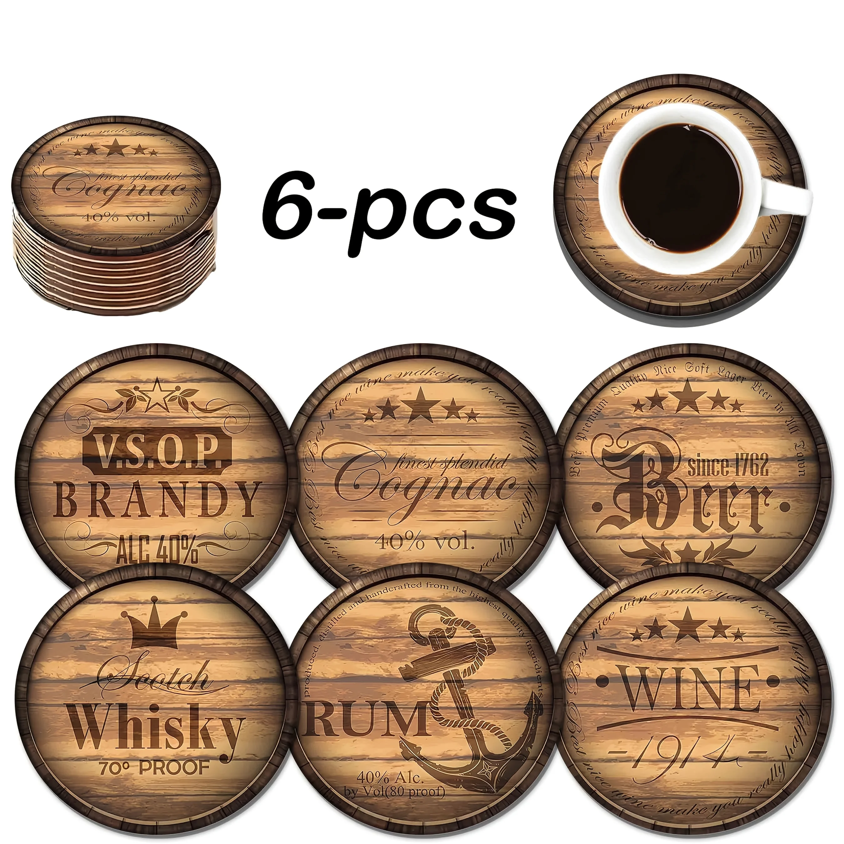 Retro Minimalist 2D Wooden Coaster Lightweight Heat Resistant Table Protection Restaurants Cafes Tea Houses Offices Decor Gift