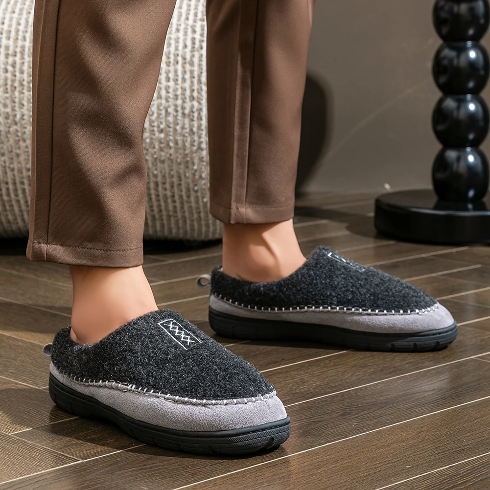 Men's House slippers Mark Line Comfy Memory Foam Soft Durable Outdoor Shoes non-slip Winter Living Room image 6