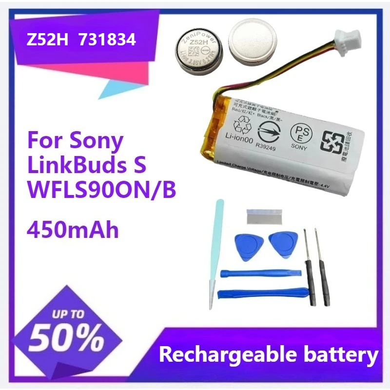 

For ZeniPower Z52H 731834 Battery For Sony LinkBuds S WFLS900N/B Truly Wireless Earbud Headphones charging case+Free Tools