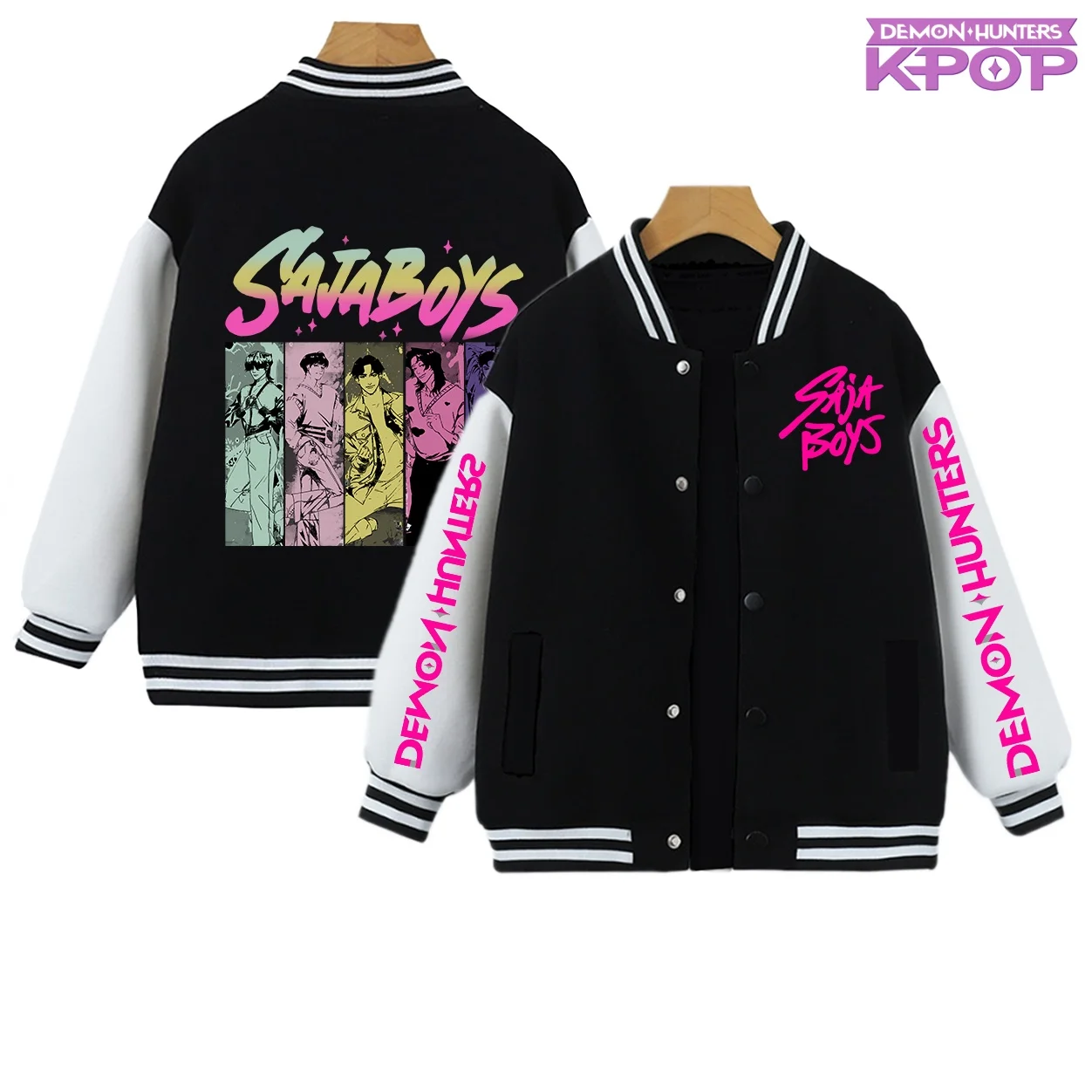 

Kpop Demon Hunter Baseball Uniform Kids Cute Rumi Mira Zoey Jacket Children Spring Autumn Long Sleeves Coat Girls Clothes Gift
