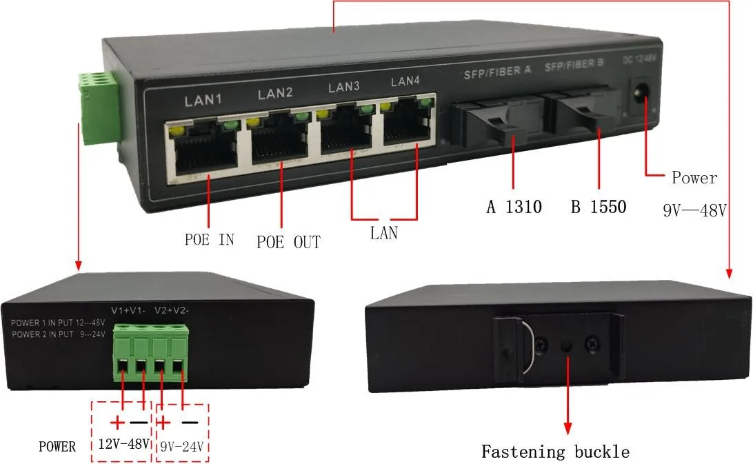 4 porty 10/1000 mb/s daleki zasięg Gigabit POE sieci Ethernet Extender kompatybilny konwerter transmisji 4 portu poe