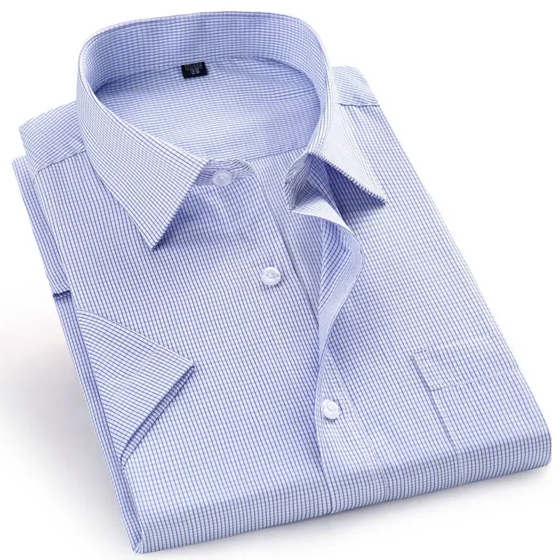 

5XL 6XL 7XL 8XL large size Twill / Pure Color Thin Half Sleeve White Shirt Men Short Sleeves Fit Formal Male Social Shirts