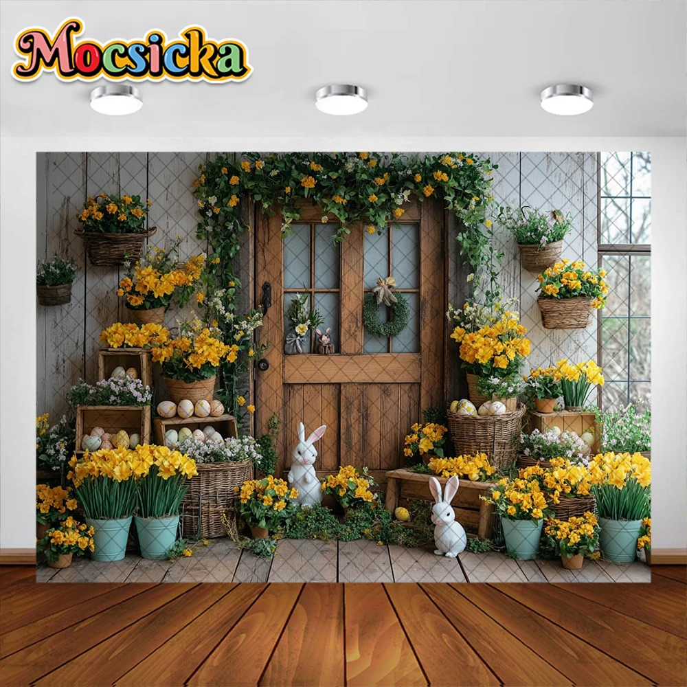 Musim semi fotografi latar belakang telur Paskah bunga dekorasi latar belakang Bbay dewasa perempuan potret Studio foto Banner alat peraga