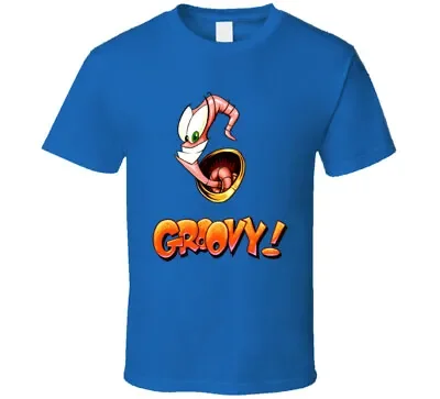 Earthworm Jim Groovy Video Game Player T Shirt Printing Top Casual Hip Hop