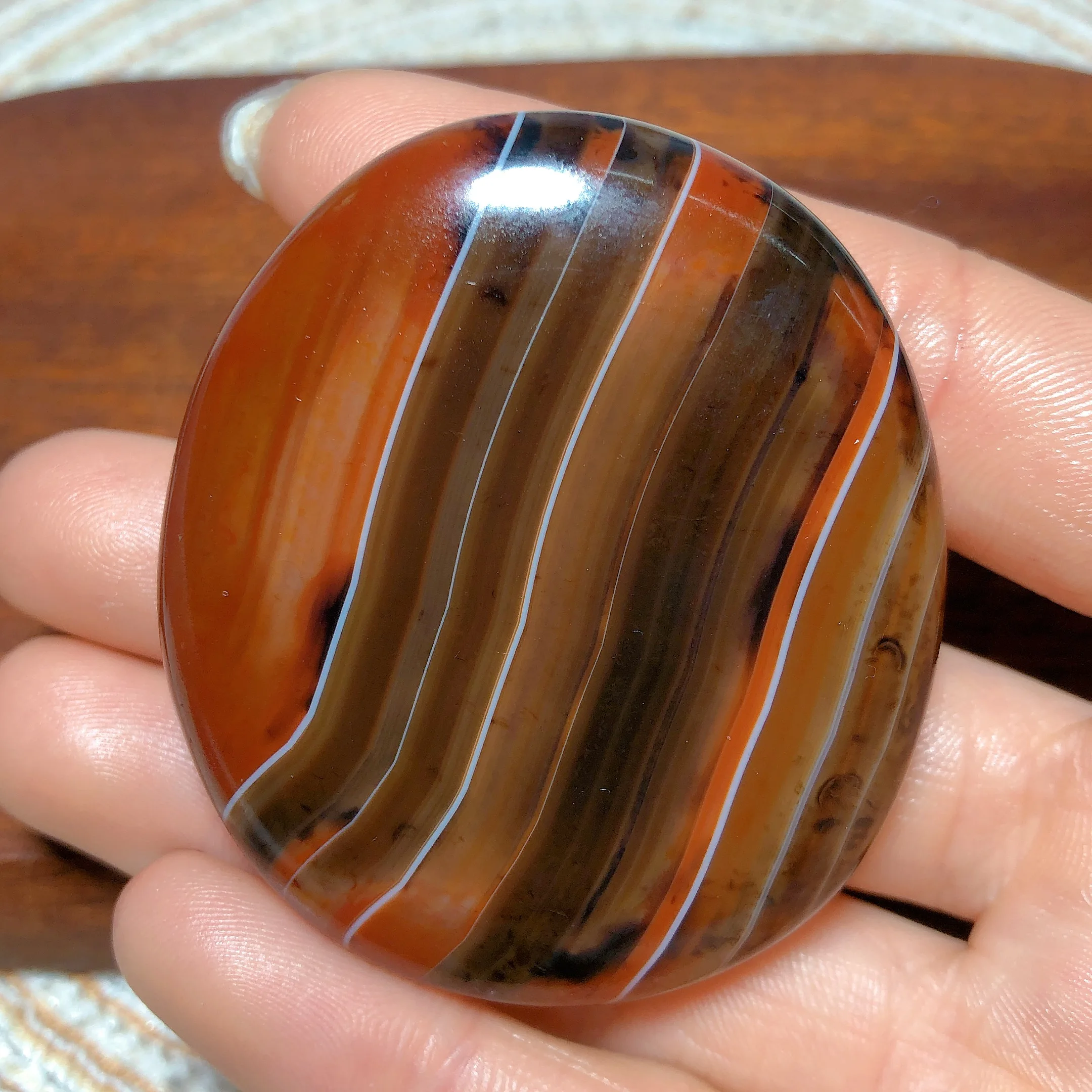 

Natural Crystal Sardonyx Palms Painting Gemstones Mineral Energy Oval Reiki Home Decorations Gift