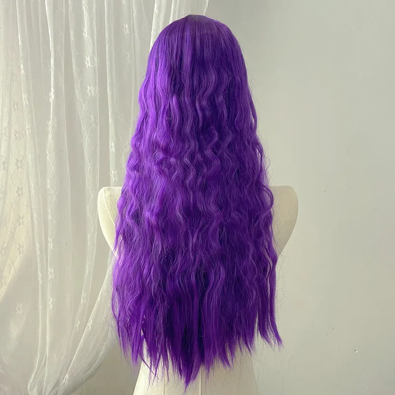 Ashely Purple Lolita Wig for Women 24inch Long Curly Hair Wigs Cute Nature Cosplay Colored Glueless Wig Wear and Go Headband Wig 2