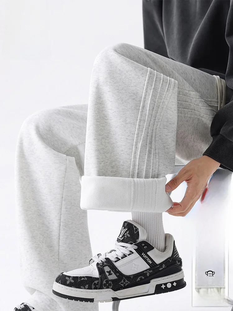 

PaulFrank Winter Thiened Fce Sports Casual Pants Men's Side Pleated Stripe Loose Fit Sweatpants Casual Trousers