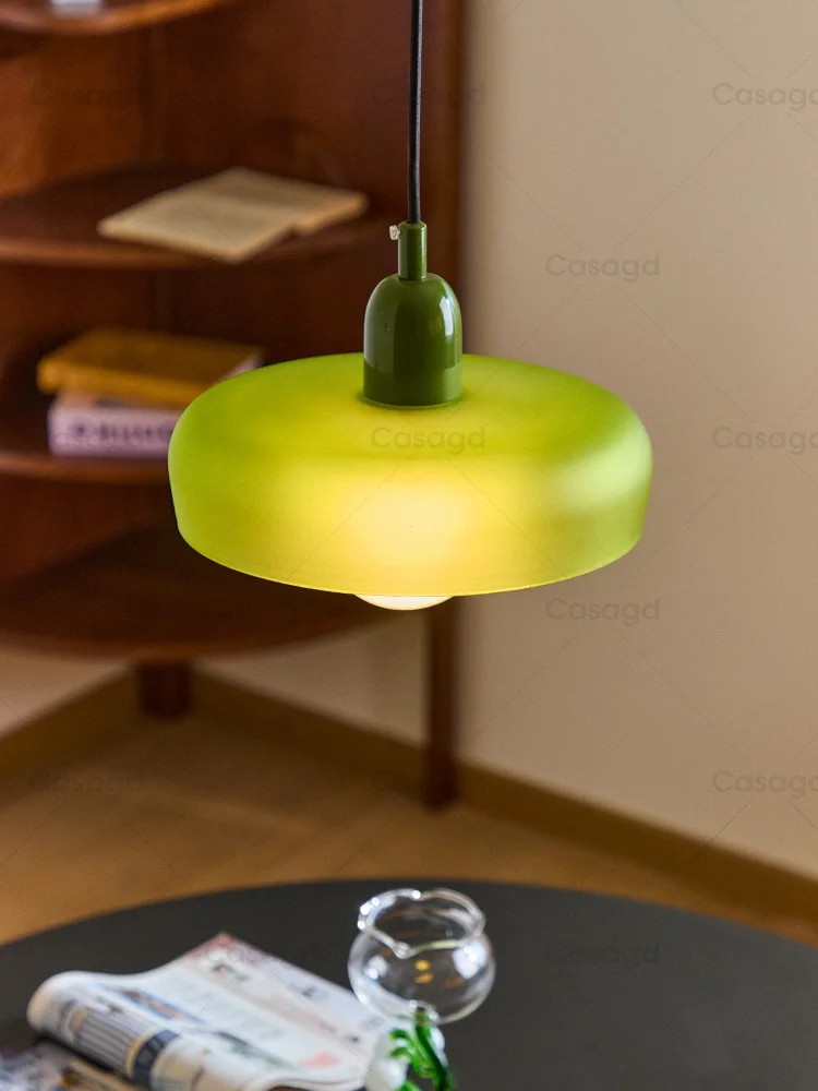 خمر ممفيس السرير قلادة ضوء مطعم الإبداعية كريم نمط مصمم ضوء الزجاج الأخضر #2