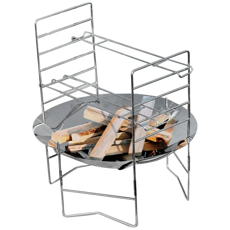 Camping Fire Pit Grill Foldable Cookable Camp Stove Grill Cooking Grate Wood Burning Stove With Storage Bag Cookable Barbecue