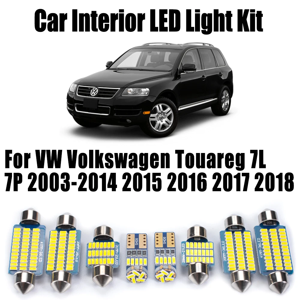 

Светодиодный внутренний купольный светильник для багажника, комплект освещения для ног Canbus для VW Volkswagen Touareg 7L 7P 2003-2015 2016 2017 2018, автомобильные аксессуары