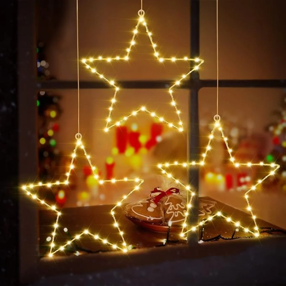 1/3 حزمة LED الحديد ستار أضواء عيد الميلاد بطارية تعمل بالطاقة مع جهاز التحكم عن بعد 8 طرق مصابيح للمنزل داخلي في الهواء الطلق عيد الميلاد الديكور #1