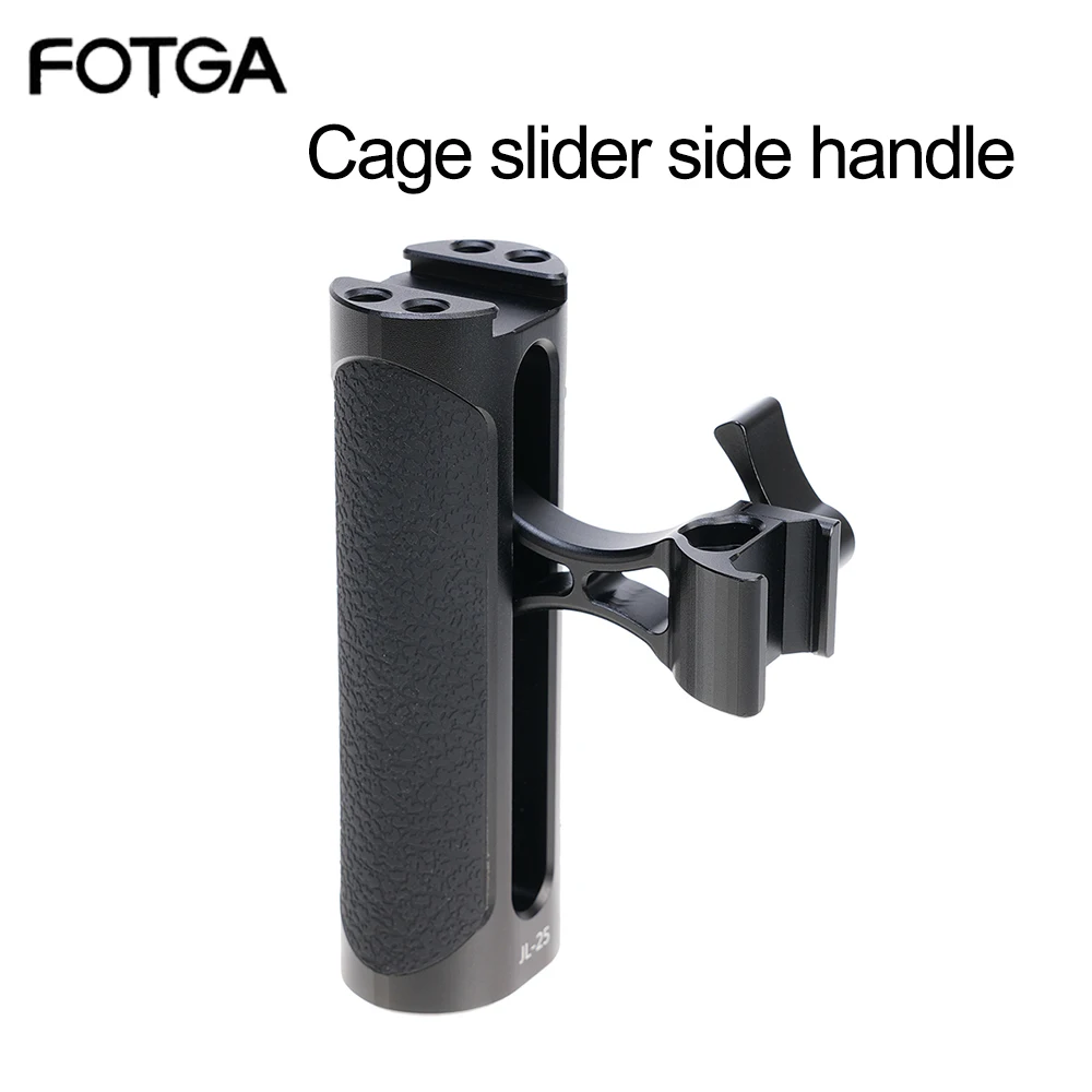 

FOTGA Metal Slider Side Handle Grip Built-in Wrench with Cold Shoe Mount for DSLR Camera Cage Fill Light Microphone Side Handle