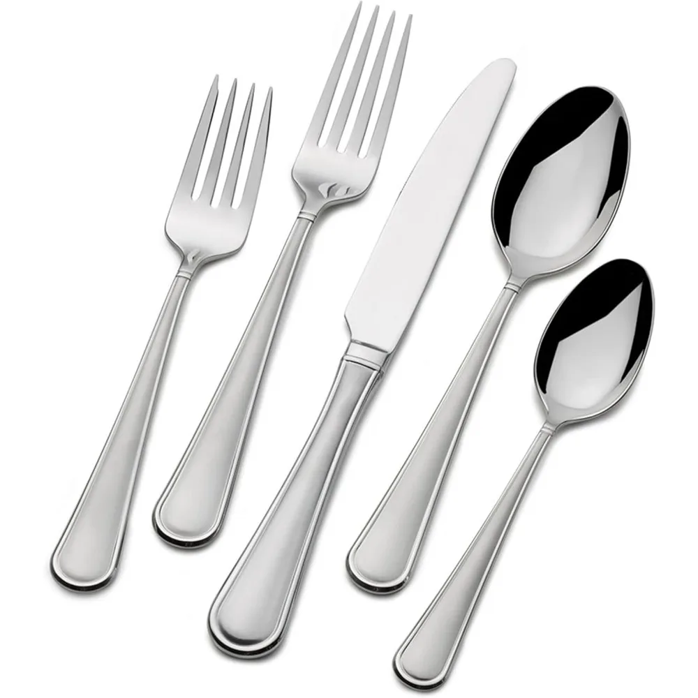 

Virtuoso Frost Flatware Service for 12, 65 Piece Set, 18/10 Stainless Steel, Silverware Set with Serving Utensils